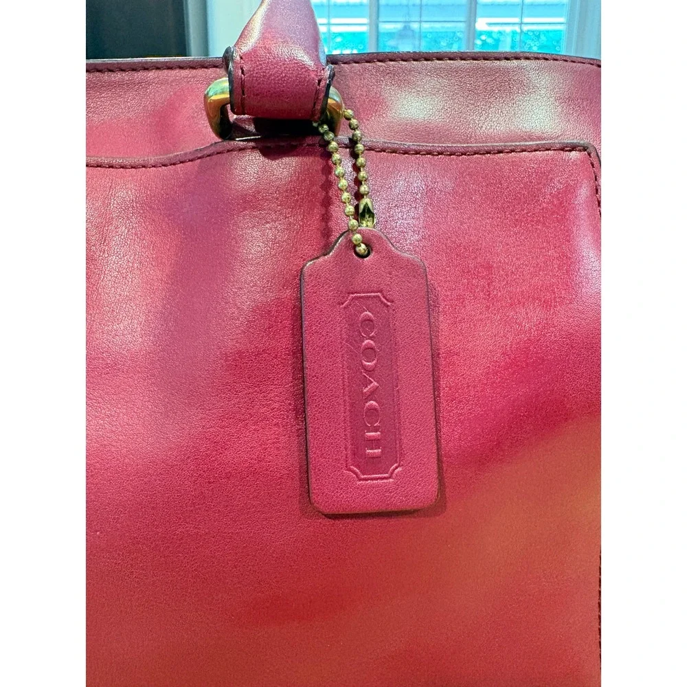 Coach Madison Satchel Magenta Pink Leather Handbag 25359 Brass Hardware